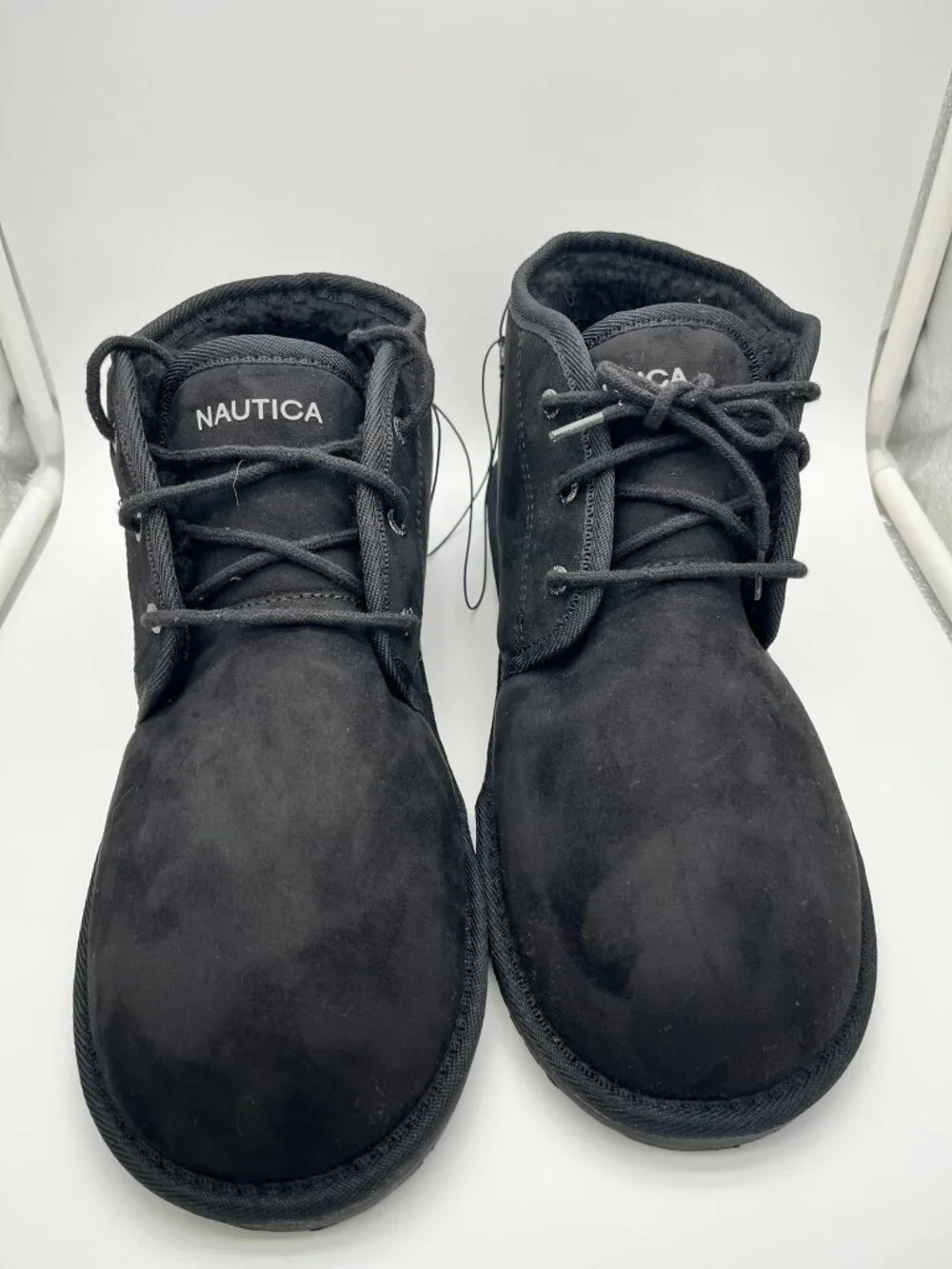 Nautica Men’s Dulverton Lace Slipper Bootie Black Suede Faux Fur Lined Sz 11 NIB